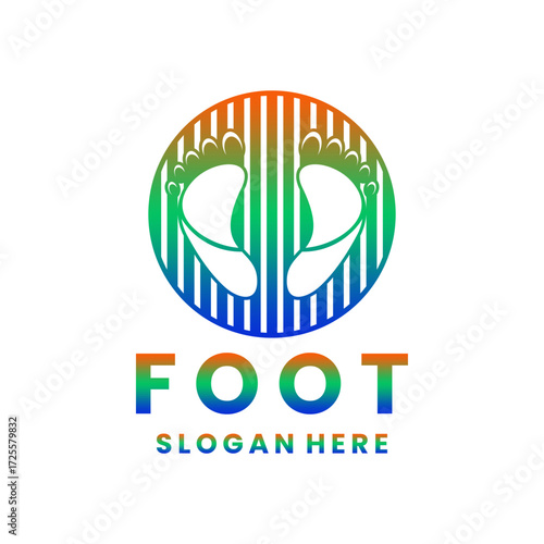 Modern leg design with lines that form a circle with gradient colors of the vector design logo.