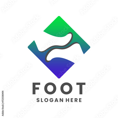 Foot design with a combination of rectangular shapes vector design, Foot vector badge logo design.