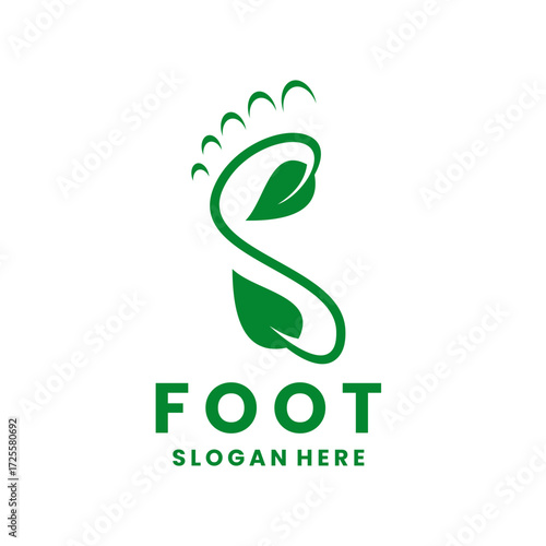 Foot line with leaf logo vector design, Foot logo design suitable for therapy, health, skin care, business logo