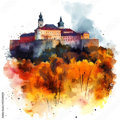 Slovenian Ancient Culture, watercolor illustration vector, isolated on a white background.