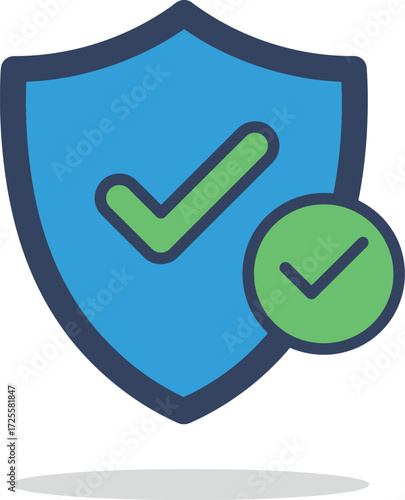 Secure shield with checkmark icon representing safety and approval digital symbol isolated on transparent background