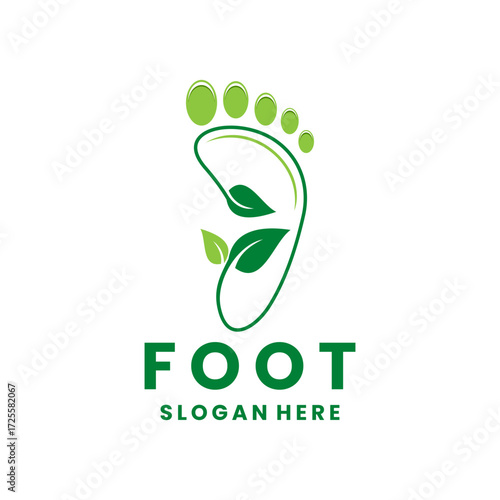 Foot nature treatment logo design vector template. Healthy Foot logo design. Footprint combinations with leaf logo design