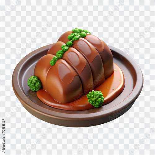 3D Sauerbraten Icon | German Marinated Roast, Traditional Cuisine & Meat Dish