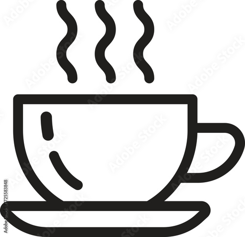 Hot Coffee Cup Icon Beverage Cafe Drink and Breakfast Symbol