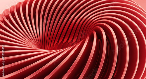 Illustration of abstract red swirling vortex, a mesmerizing optical illusion with a sense of depth and motion, perfect for digital art and backgrounds