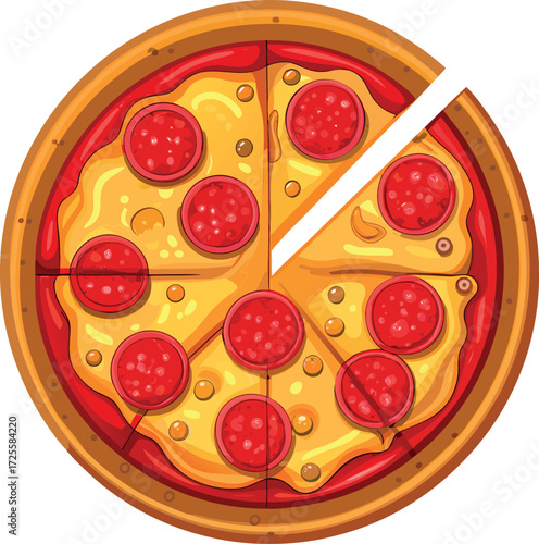 Delicious Italian pizza with salami and cheese on a white background, perfect for a dinner meal or fast snack