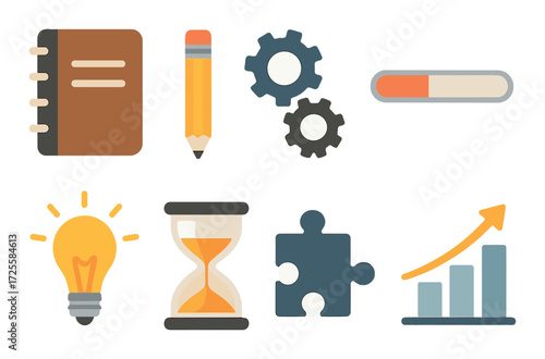 Colorful icons representing creativity, productivity, and growth concepts
