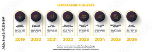 Vector template circle infographics. Business concept with 8 options and parts. Eight steps for content, flowchart, timeline, levels