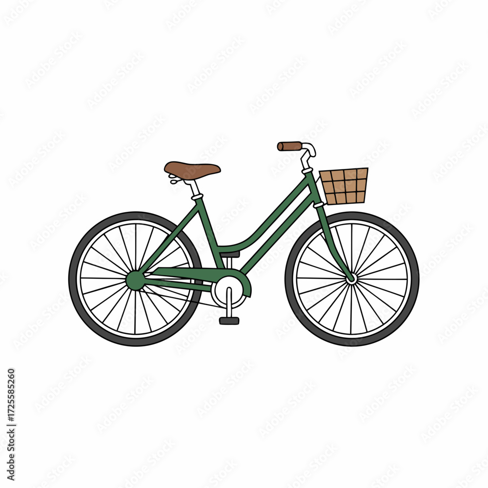 Fototapeta premium Flat drawn bicycle illustration in natural colors against a white background