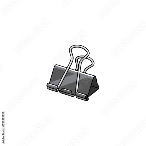 Flat drawn binder clip illustration in natural colors against a white background