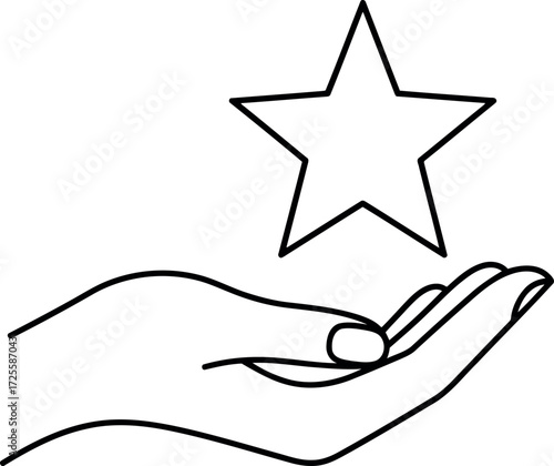Hand holding star symbol of achievement recognition and success concepts vector