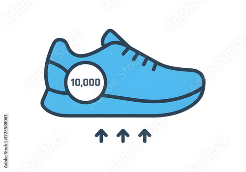 Minimal icon of a step counter shoe —no background, no shadow PNG