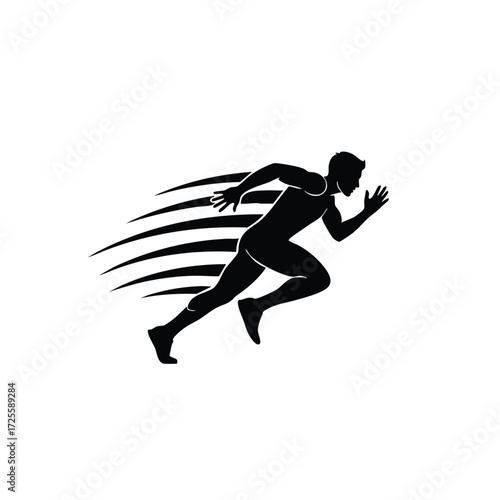 Dynamic silhouette of a runner in motion, capturing the essence of speed and athleticism in a minimalist design.