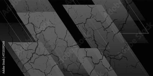 Black rough grunge abstract background overlap layer on dark space with diagonal lines decoration.