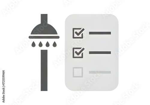 Minimal icon of a shower checklist — no background, no shadow PNG