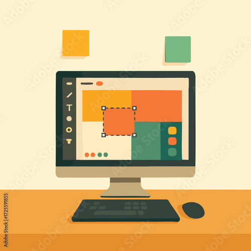 Modern Coding Workspace – Developer Desk Setup with Computer, Laptop, and Programming Screens