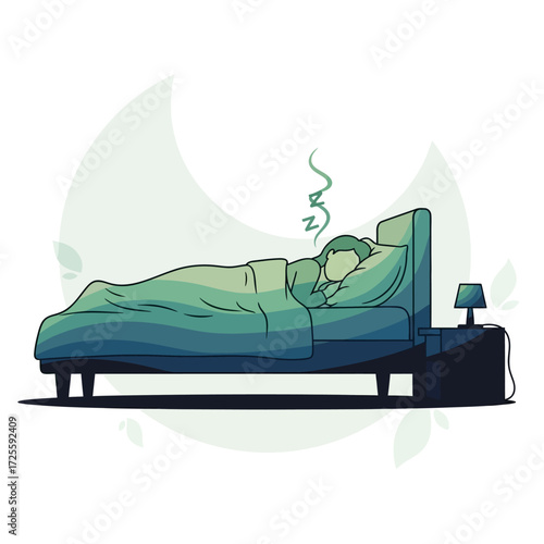 Peaceful individual sleeping soundly in a cozy bed, embracing restorative rest for ultimate well-being and rejuvenation.