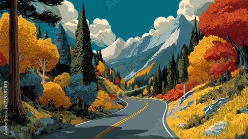 Winding road. Journey traffic curved highway. Road to horizon in perspective. Winding asphalt empty line isolated vector illustration
