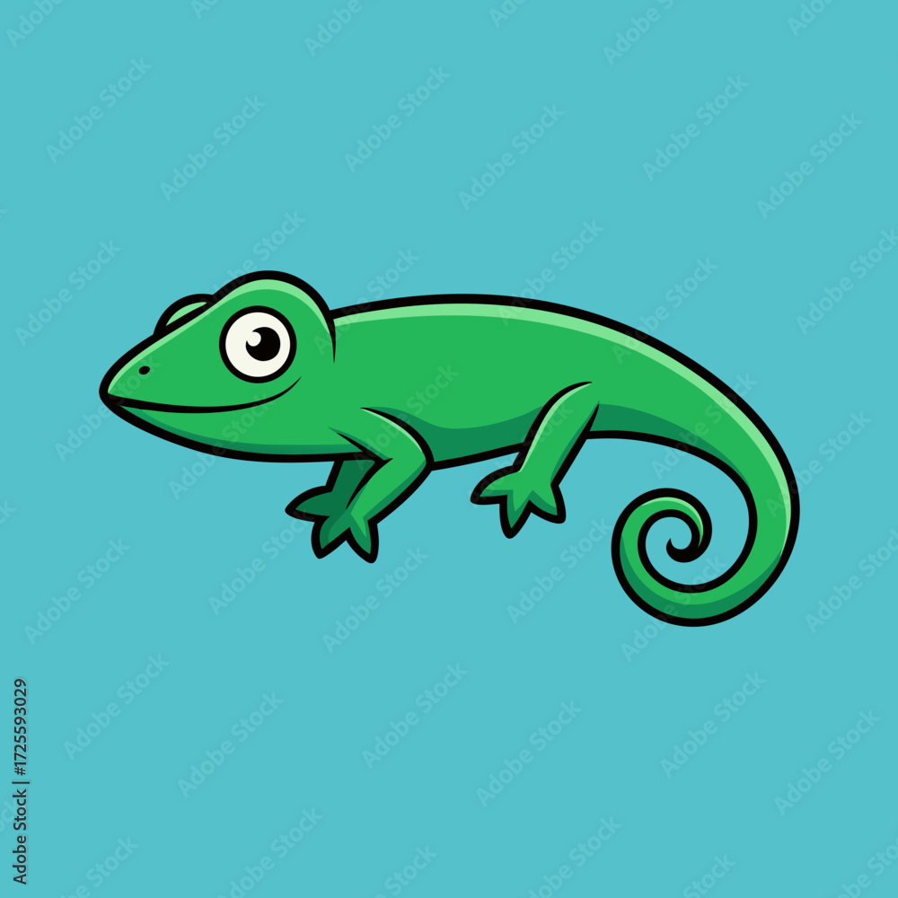 Fototapeta premium chameleon cartoon isolated on white