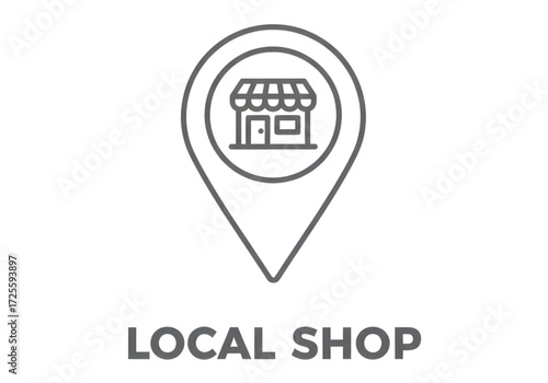 Minimal icon of a local shop pin — no background, no shadow PNG