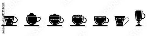 Coffee cup icon vector set. tea cup illustration sign collection. hot drinks symbol. Cappuccino logo. latte web icons.