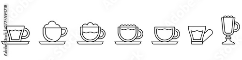 Coffee cup icon vector set. tea cup illustration sign collection. hot drinks symbol. Cappuccino logo. latte web icons.