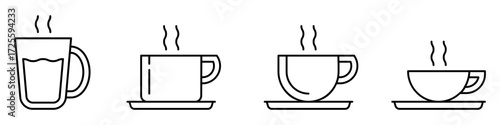 Coffee cup icon vector set. tea cup illustration sign collection. hot drinks symbol. Cappuccino logo. latte web icons.