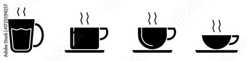 Coffee cup icon vector set. tea cup illustration sign collection. hot drinks symbol. Cappuccino logo. latte web icons.