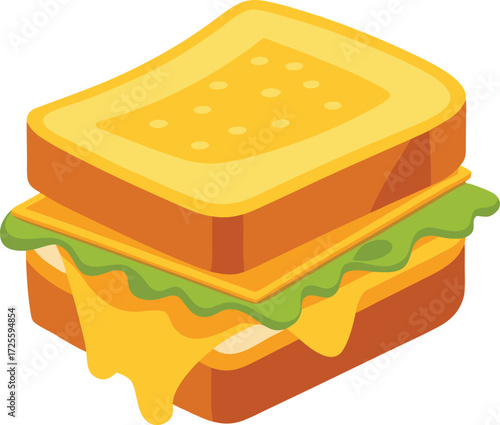 Vector art of grilled cheese sandwich with lettuce, a comforting and classic dish perfect for your foodrelated designs and projects