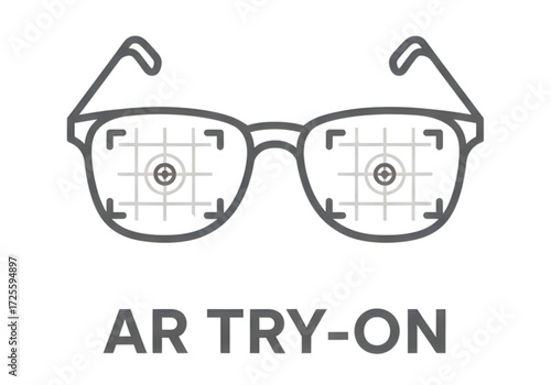  Minimal icon of AR try-on glasses — white background, no shadow PNG