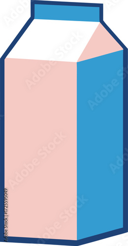 Illustration of a milk carton, perfect for illustrating breakfast, dairy products, or healthy eating habits in a modern and simple style