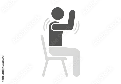 Minimal icon of a chair workout figure — no background, no shadow PNG