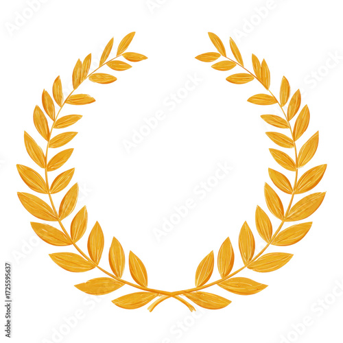 A Glorious Golden Laurel Wreath Perfectly Embodying Victory, Achievement, and Celebration, Symbolizing Honor and Distinction in Various Contexts isolated on transparent background