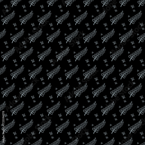 A seamless floral patterned background, small green leave