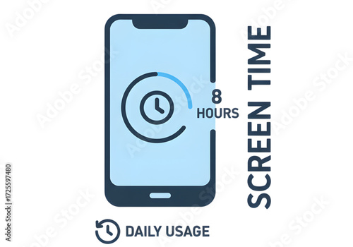 Minimal icon of a screen time tracker — no background, no shadow PNG