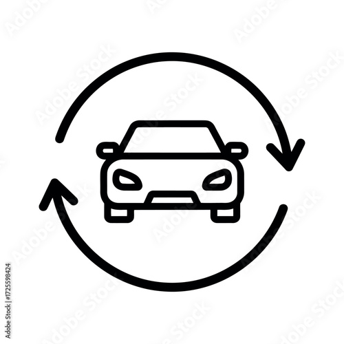 Car circulation arrows icon automotive rotation symbol for service and transport vector