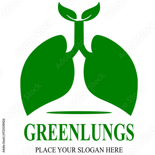 Green Lungs vector logo template. This logo with leaf.