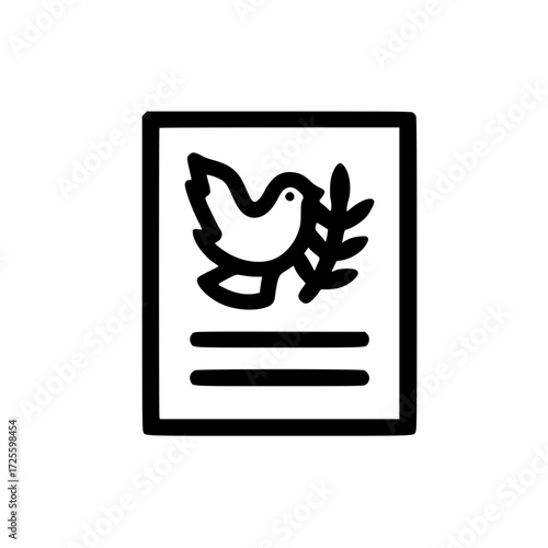 Document with white dove icon for peace declaration humanitarian notes and unity communication