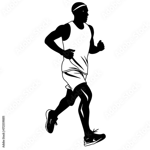 Runner in motion on a track showcasing athletic form during a sunny day