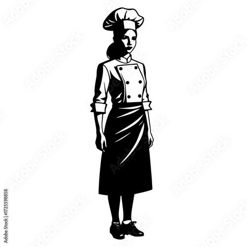 Chef standing confidently in uniform, ready to create delicious meals in a busy kitchen setting
