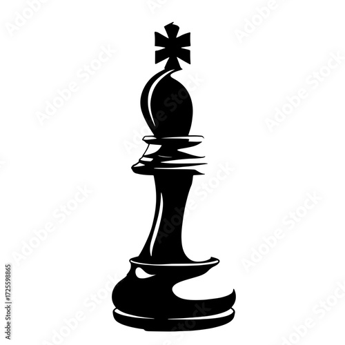 Bishop chess piece in black silhouette on a white background, representing strategy and competition in a classic game of chess