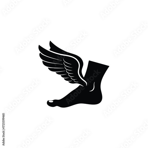 A stylized representation of a winged creature symbolizing freedom and aspiration in a minimalist design.