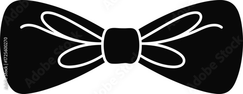 Black Bow Tie Silhouette with White Outline on White Background Keywords: bow tie, bowtie, formal