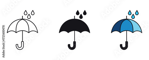 Umbrella icon. Umbrella icon isolated on white background.  Weather forecast symbol , vector illustration.
