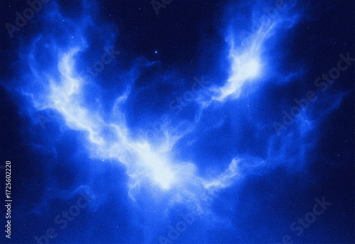 Vast and luminous nebula in deep space, resembling cosmic art with electric blue energy and celestial dust, a breathtaking astronomical phenomenon
