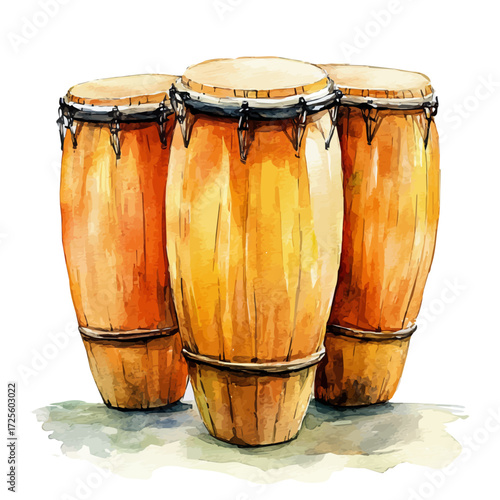 watercolor of Tenerife Tropical Drums, vector, isolated on a white background.