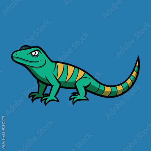 green iguana on white background