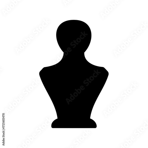 Silhouette of a mannequin bust used for jewelry display in black and white