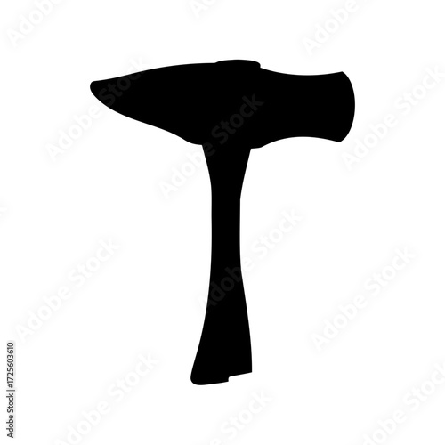 A silhouetted view of a brick hammer, a blacksmithing and masonry tool