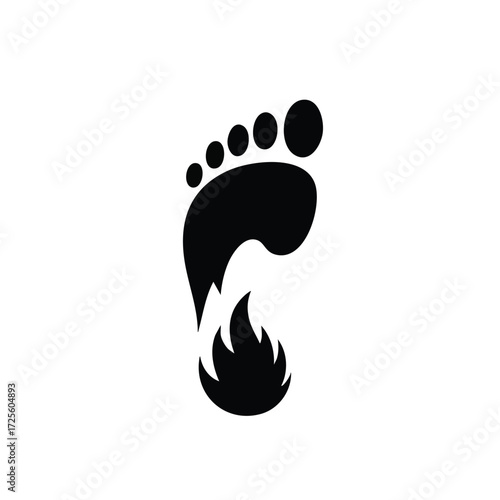A creative representation of a footprint with flames, symbolizing passion and the journey of life and adventure.